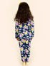 Pspeaches Girls Pack Of 2 Navy Blue Pink Printed T-Shirt With Pyjamas (NW-NAVY FLOWER COMBO)