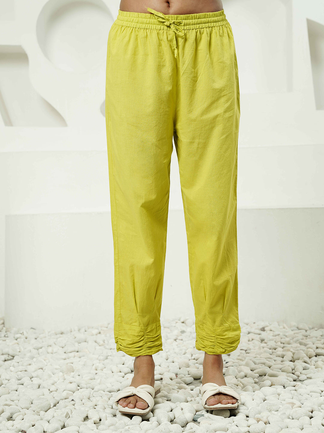 Lime-Yellow Ombre Cotton Kurta Set