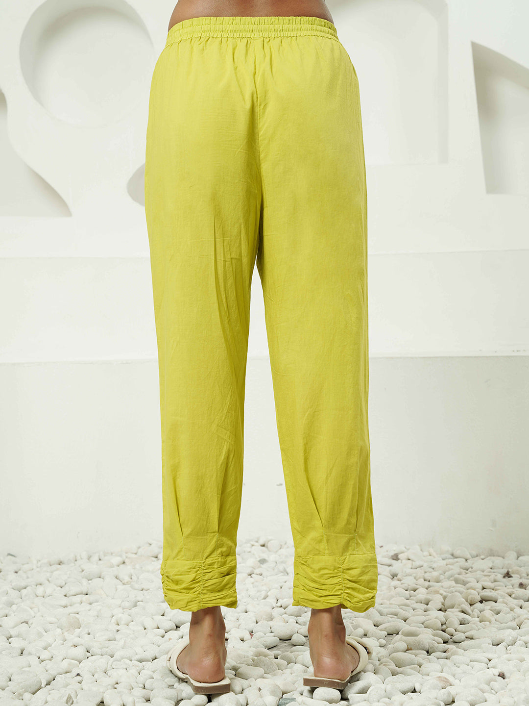 Lime-Yellow Ombre Cotton Kurta Set
