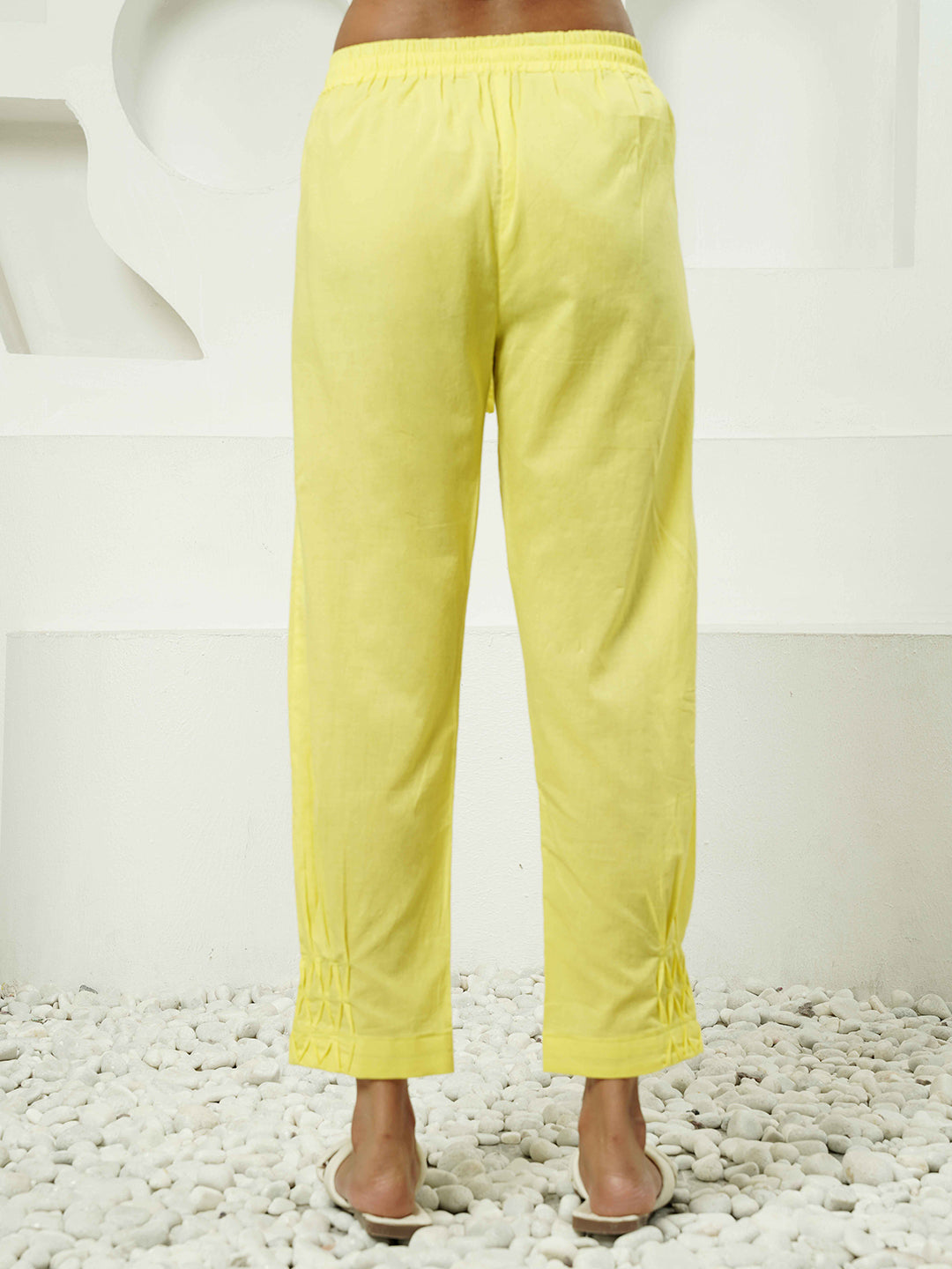 Green-Yellow Pintuck Detailing Cotton Kurta Set