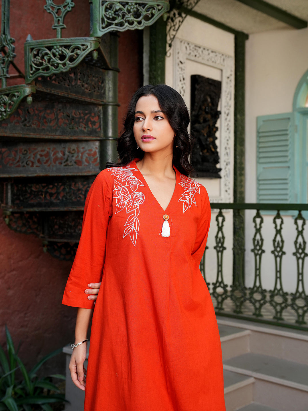 rust embroidered co-ord set