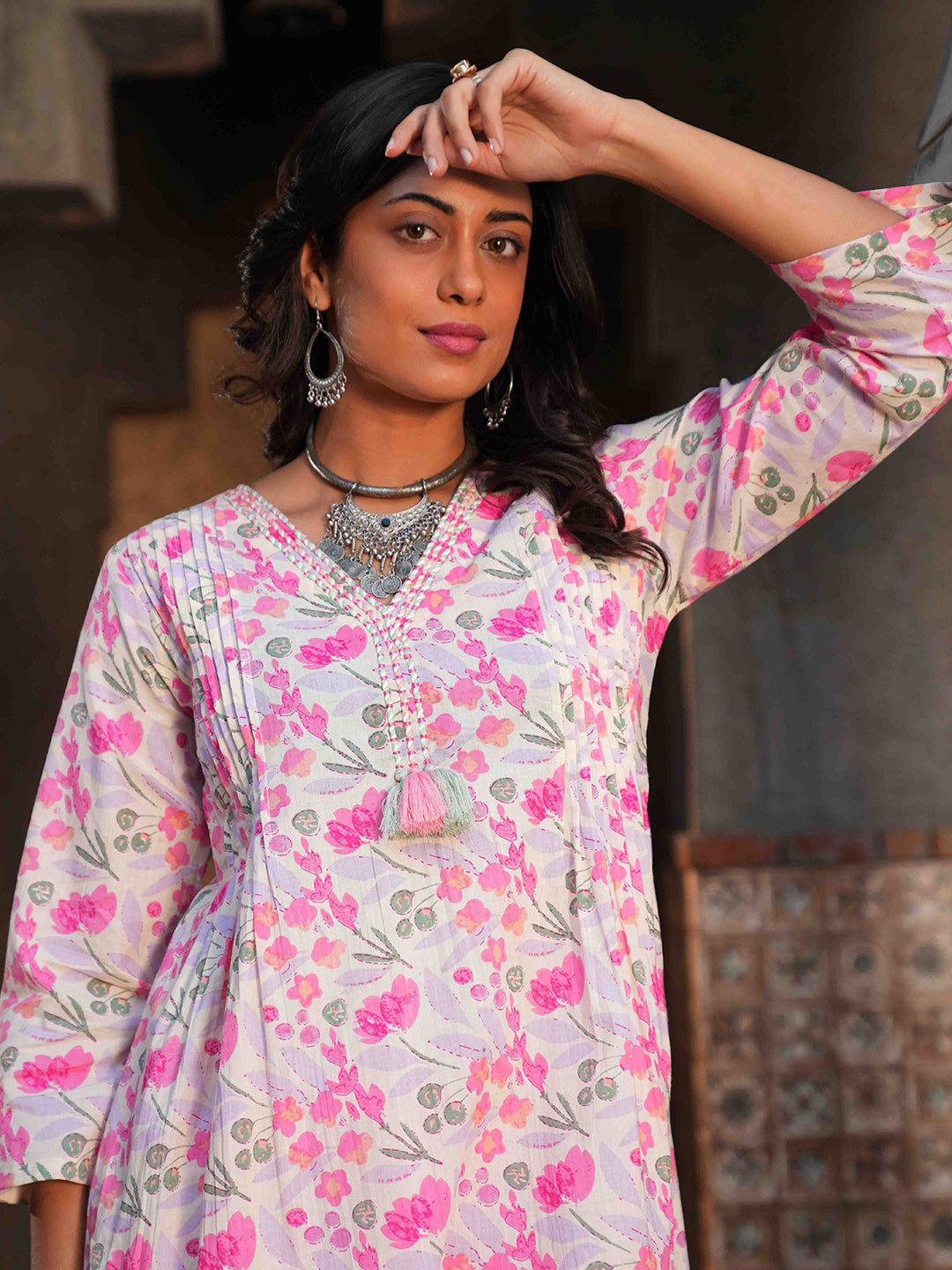Peach Dori Cotton Kurta