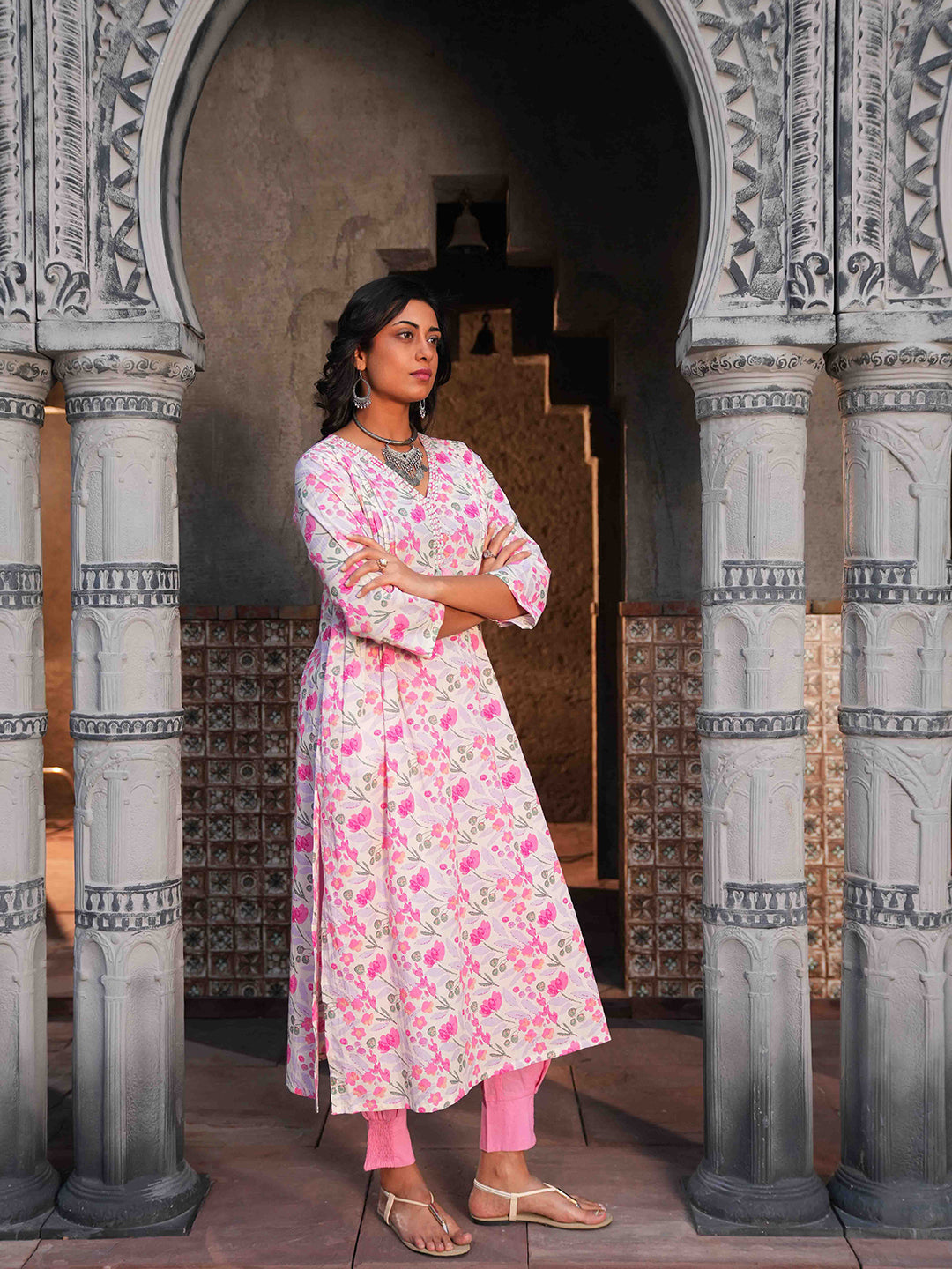 Peach Dori Cotton Kurta