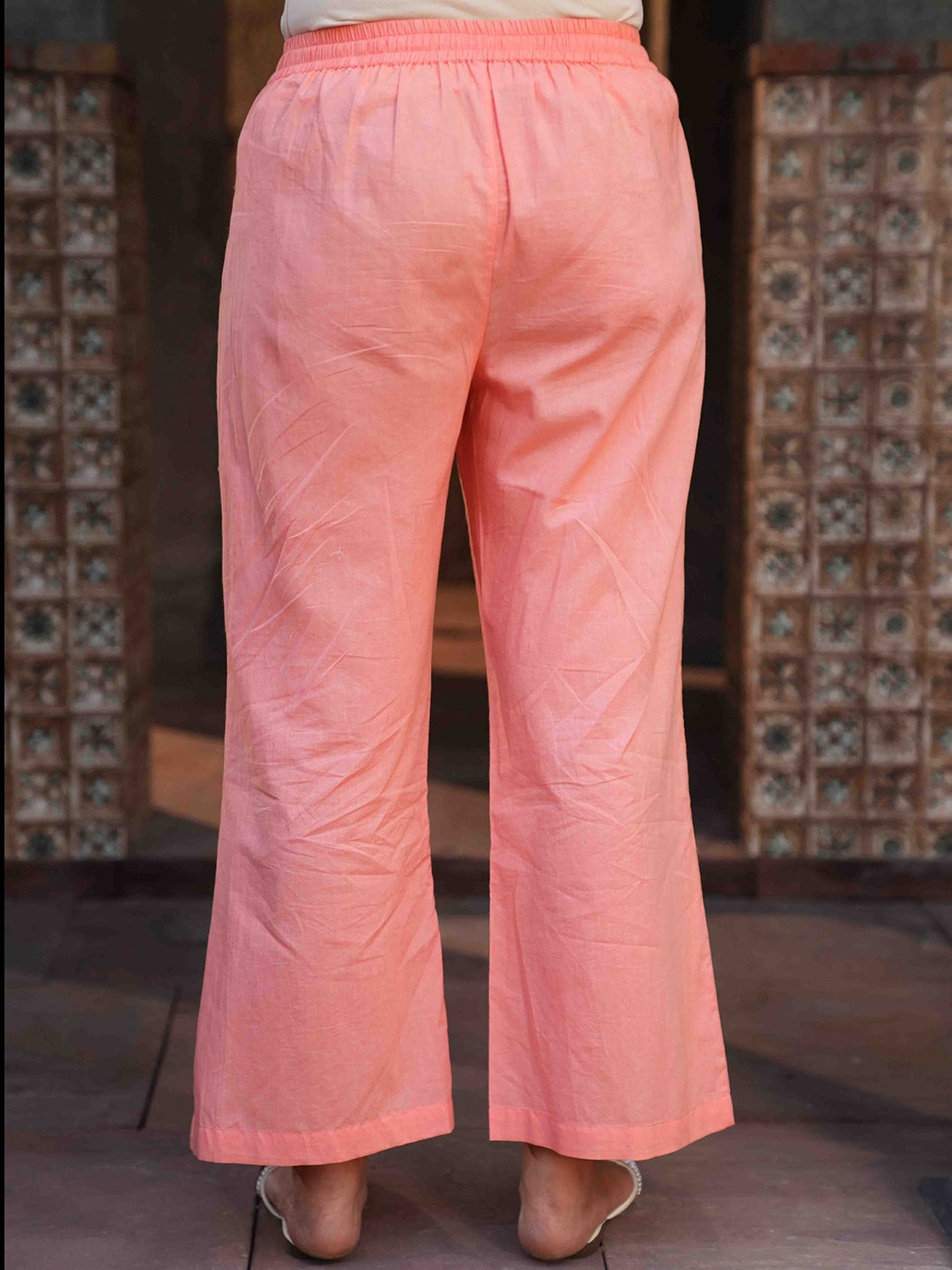 Peach Pink Embroidered Ombre Cotton Kurta Set & Dupatta