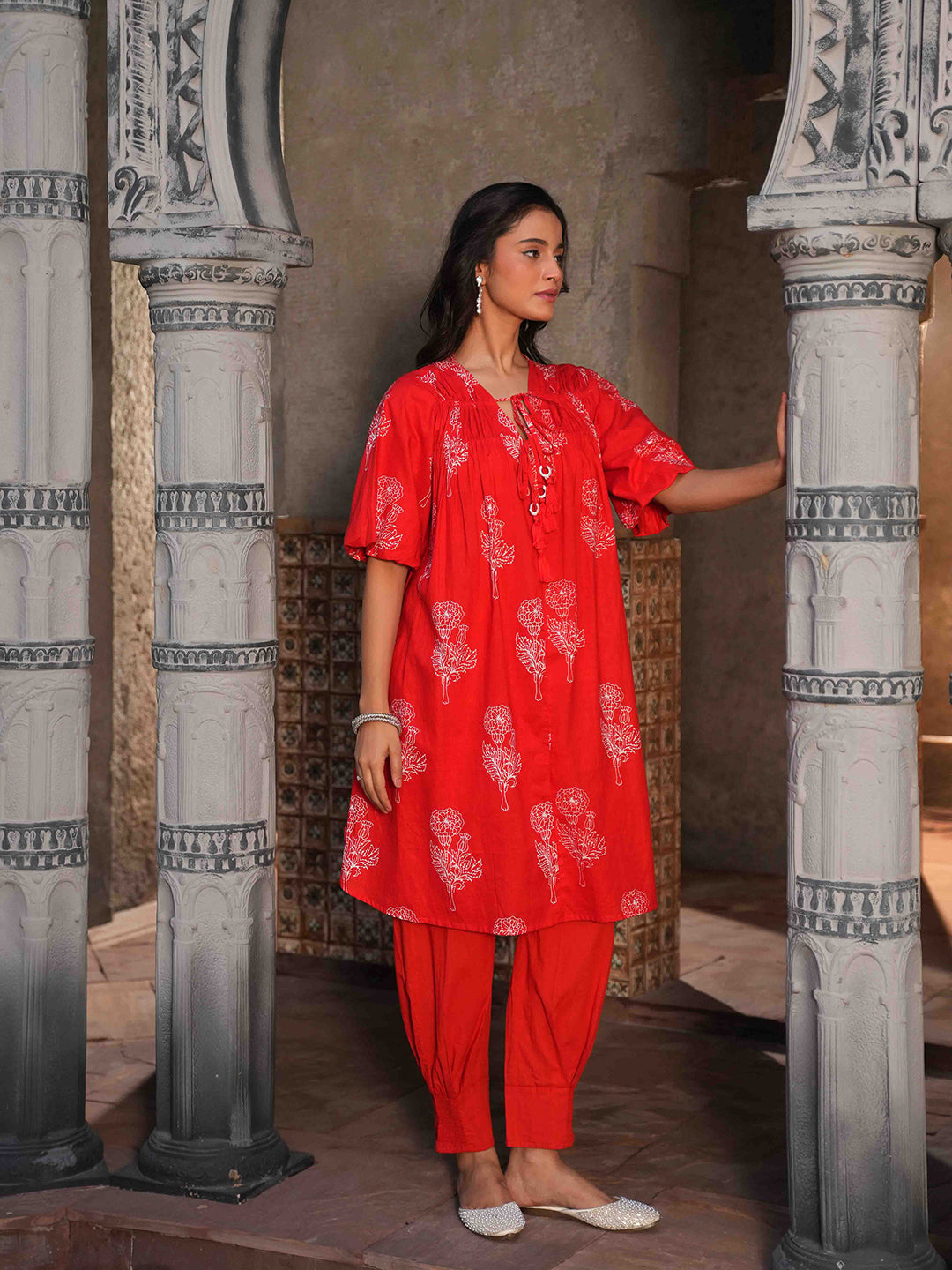 Red Floral Printed Co-ord Set
