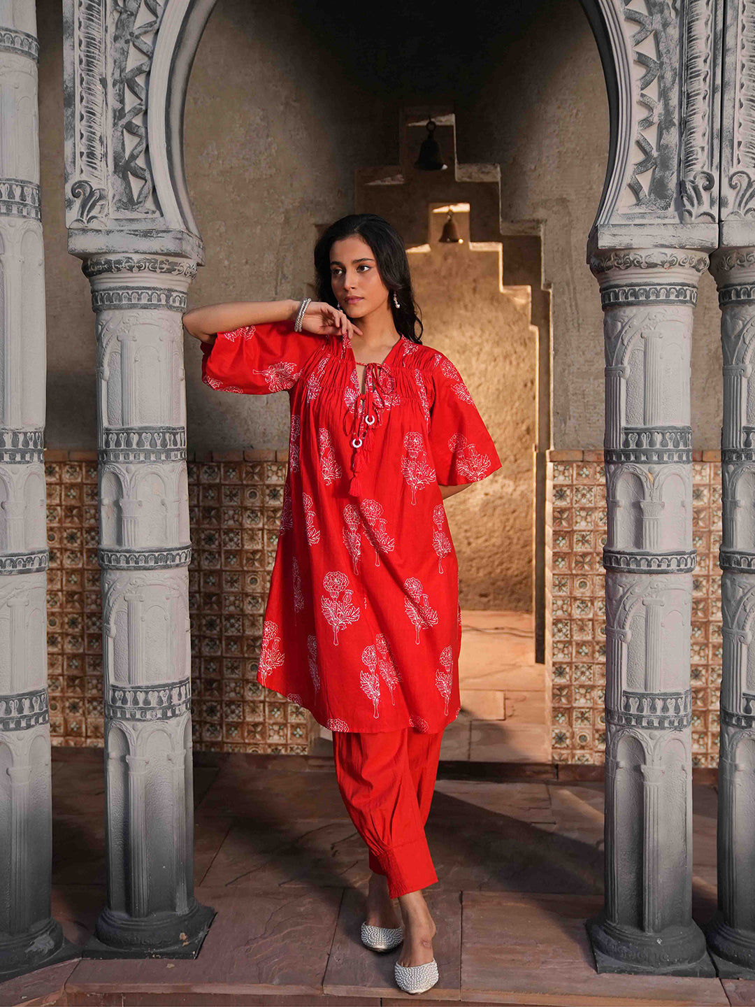 Red Floral Printed Co-ord Set