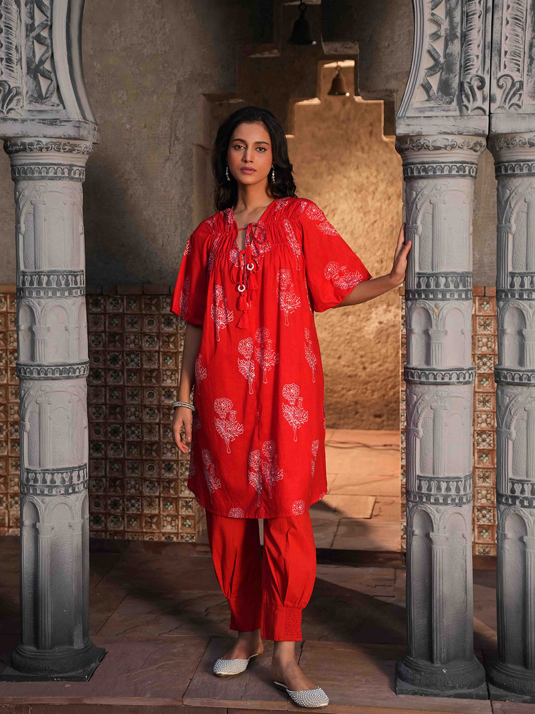 Red Floral Printed Co-ord Set