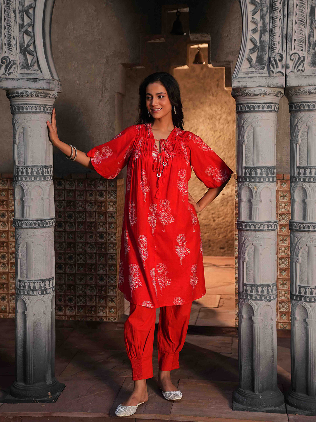 Red Floral Printed Co-ord Set