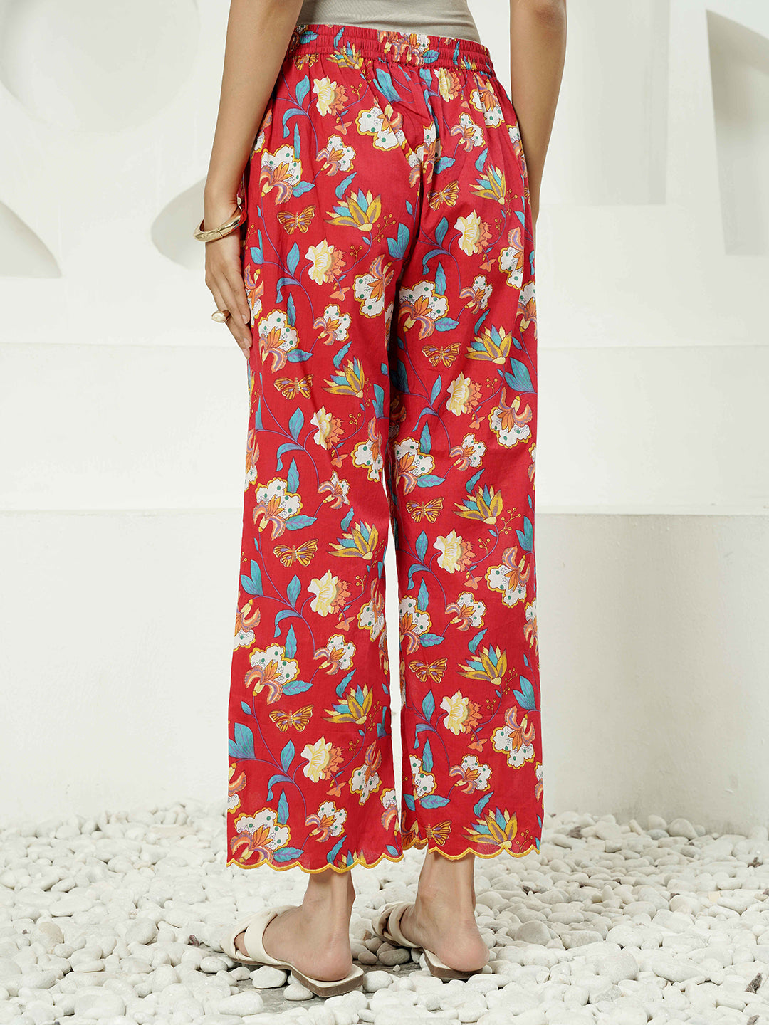 Red multi Floral Print Cotton Co-ord Set