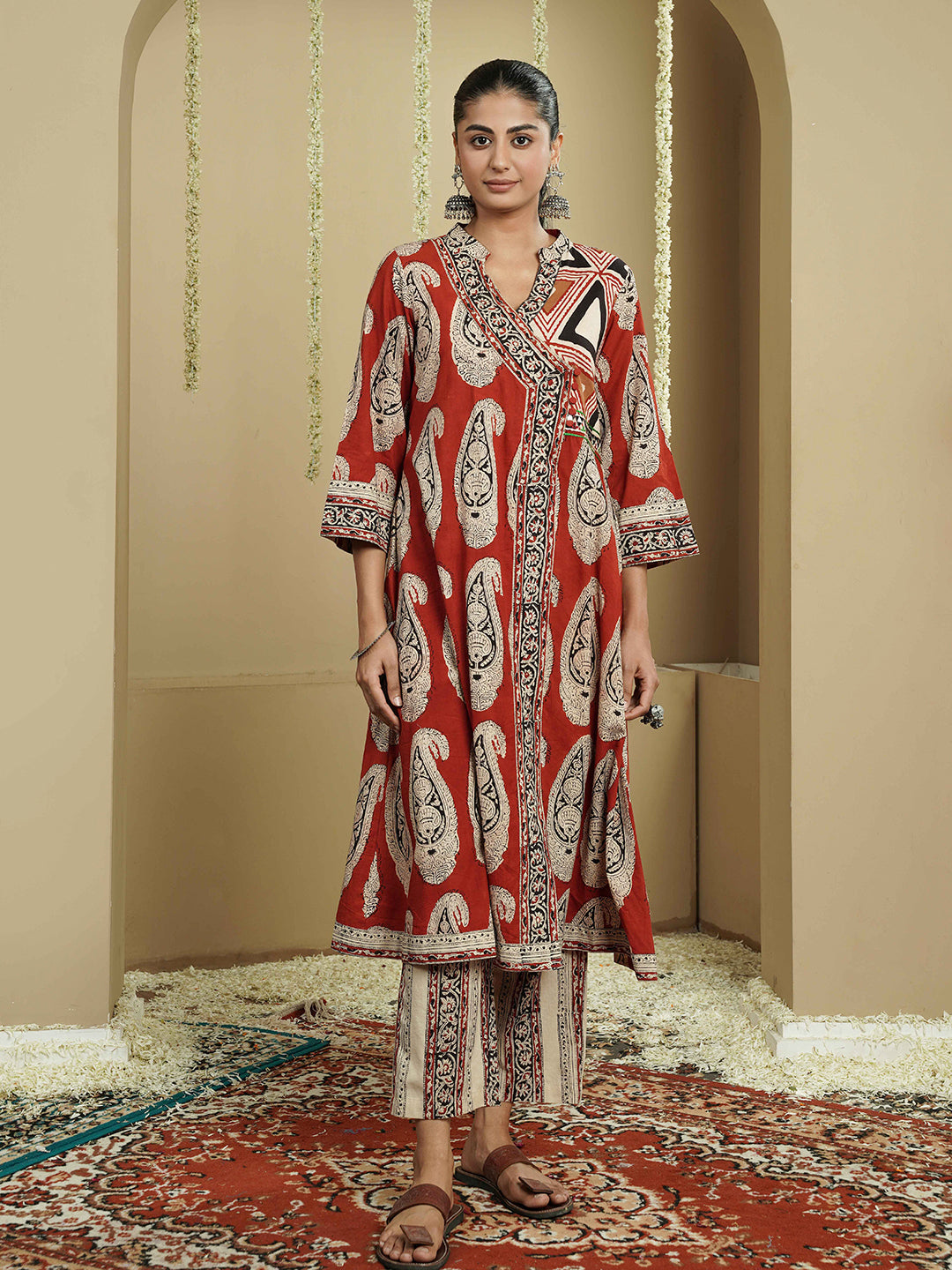 Rust Buta Ajrakh Printed Cotton Kurta