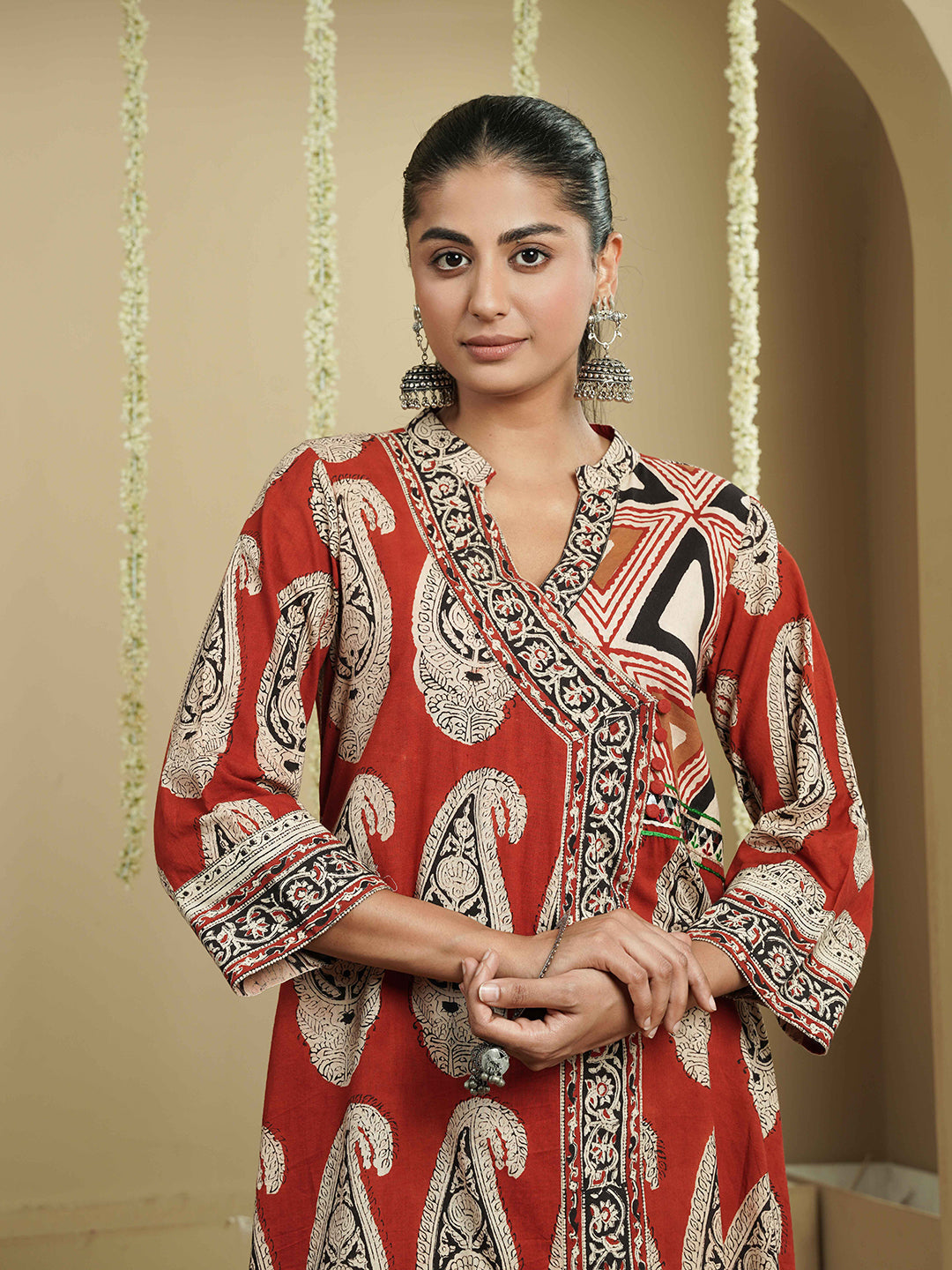 Rust Buta Ajrakh Printed Cotton Kurta