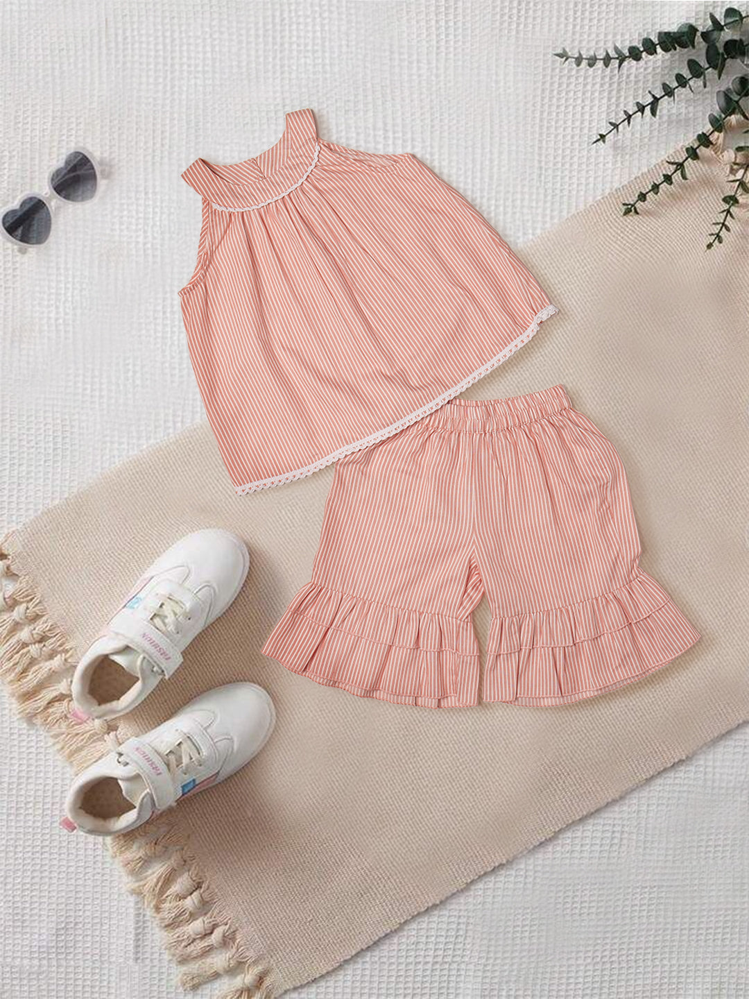 Pspeaches 2-Piece Peach Color Cotton Top & Shorts Set (S25005204)