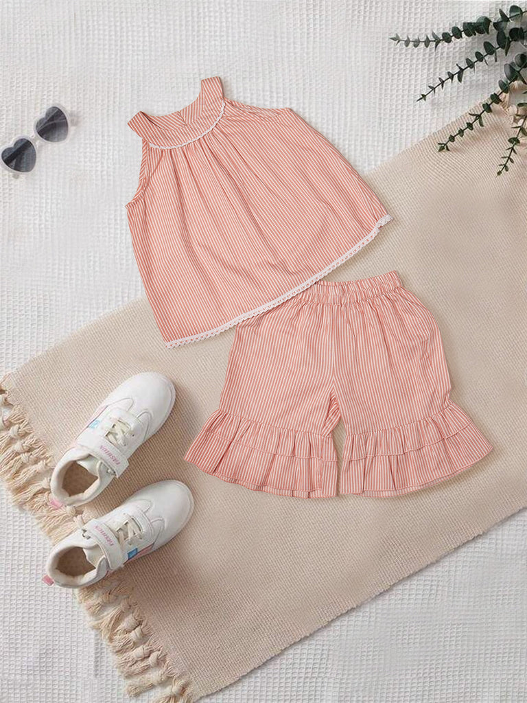 Pspeaches 2-Piece Peach Color Cotton Top & Shorts Set (S25005204)