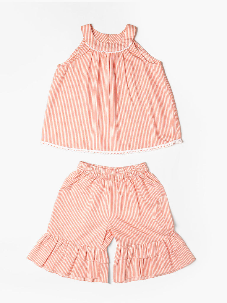 Pspeaches 2-Piece Peach Color Cotton Top & Shorts Set (S25005204)