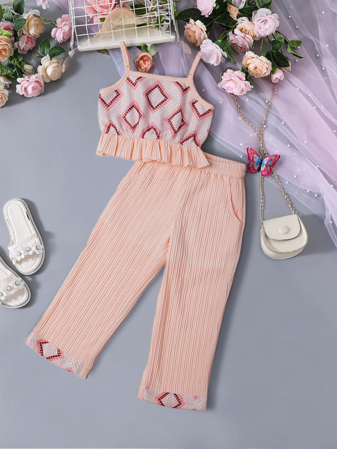 2-Piece Peach Crosia Co-Ord Set (S25009210)