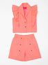 Pspeaches 2-Piece Peach Color Crinkle Cotton Top & Shorts Set (S25019412)