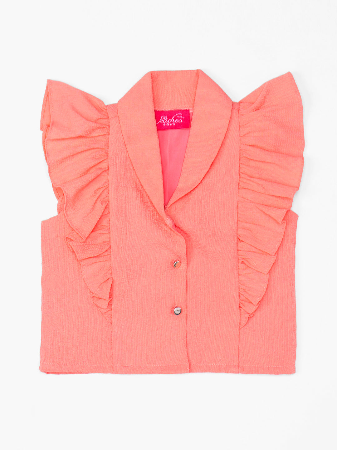 Pspeaches 2-Piece Peach Color Crinkle Cotton Top & Shorts Set (S25019412)