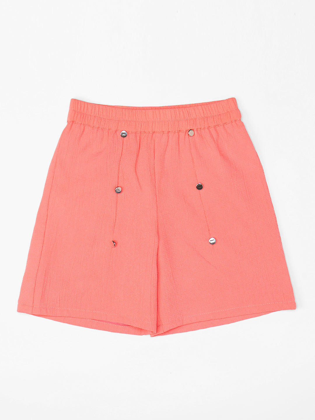 Pspeaches 2-Piece Peach Color Crinkle Cotton Top & Shorts Set (S25019412)
