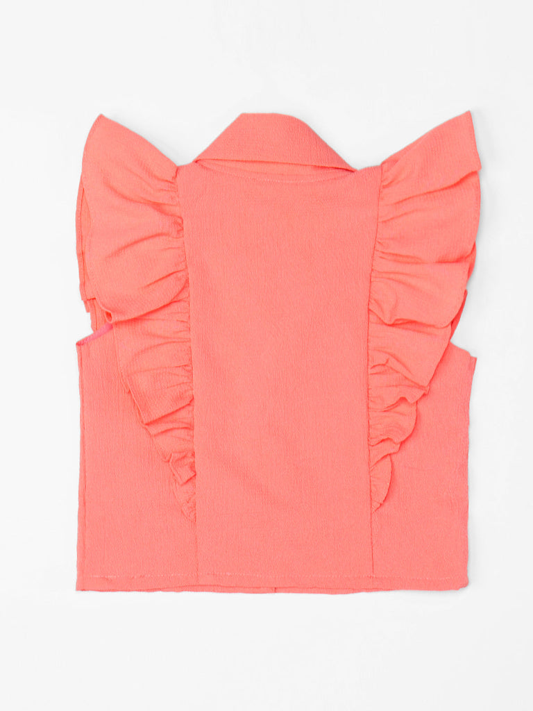 Pspeaches 2-Piece Peach Color Crinkle Cotton Top & Shorts Set (S25019412)