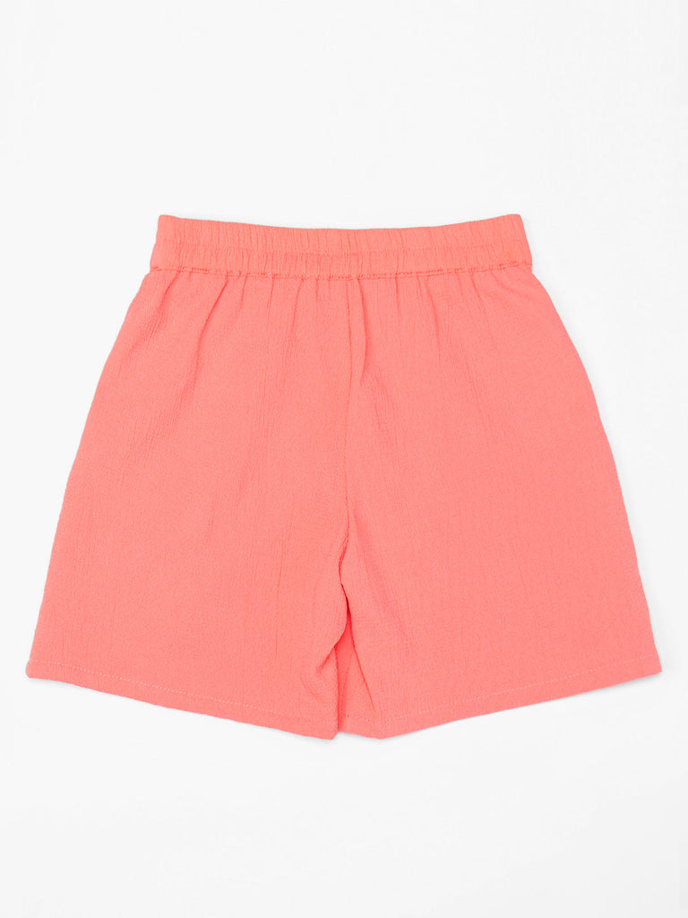 Pspeaches 2-Piece Peach Color Crinkle Cotton Top & Shorts Set (S25019412)