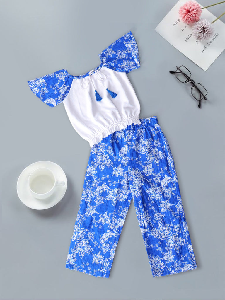 Pspeaches 2-Piece Blue Color Cotton Top & Pant Set (S25022913)