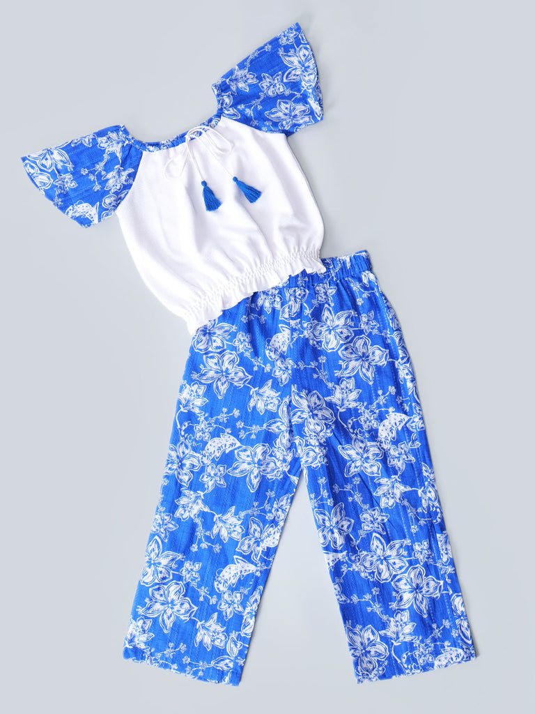 Pspeaches 2-Piece Blue Color Cotton Top & Pant Set (S25022913)