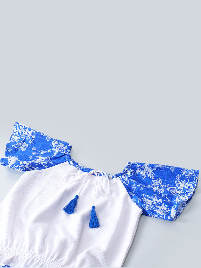 Pspeaches 2-Piece Blue Color Cotton Top & Pant Set (S25022913)