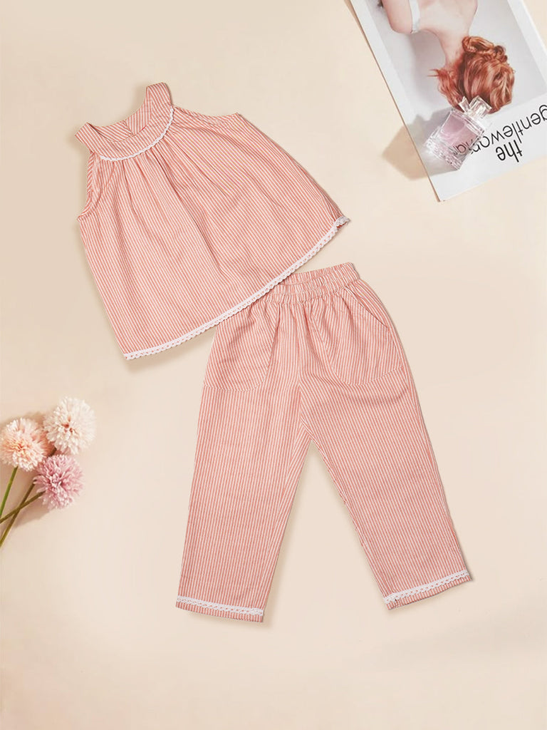 Pspeaches 2-Piece Peach Color Cotton Top & Pant Set (S25023715)