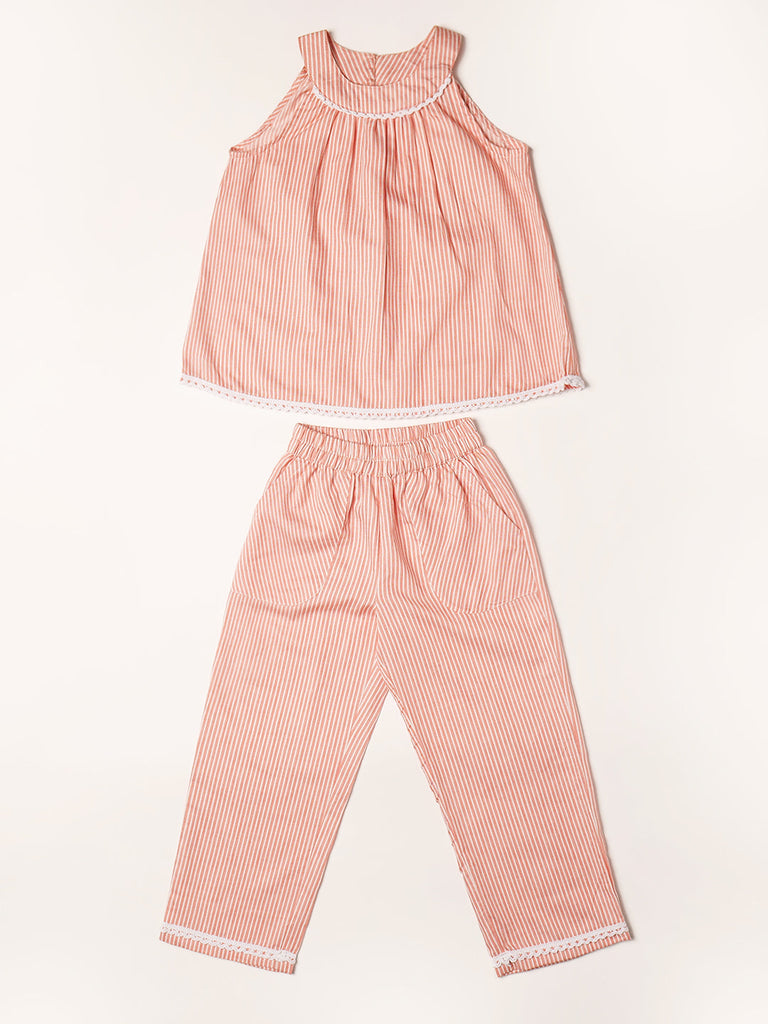 Pspeaches 2-Piece Peach Color Cotton Top & Pant Set (S25023715)
