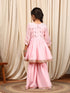 Girls Round Neck Embroidered Sequinned Anarkali Kurti With Sharara Dupatta (SHA-BABYPINK)