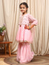 Girls Round Neck Embroidered Sequinned Anarkali Kurti With Sharara Dupatta (SHA-BABYPINK)
