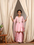 Girls Round Neck Embroidered Sequinned Anarkali Kurti With Sharara Dupatta (SHA-BABYPINK)