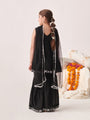 Girls Floral Embroidered Angrakha Kurta With Sharara & With Dupatta (SHA-BLACKCHIKANKARI)