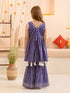 Girls Ethnic Motifs Printed Regular Pure Cotton Kurti with Sharara (SHA-BLUEBANDHEJ)