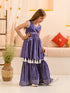 Girls Ethnic Motifs Printed Regular Pure Cotton Kurti with Sharara (SHA-BLUEBANDHEJ)