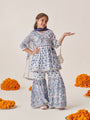 Girls Ethnic Motifs Printed Regular Kurta With Sharara & With Dupatta (SHA-BLUEBOOTIJAAL)