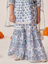 Girls Ethnic Motifs Printed Regular Kurta With Sharara & With Dupatta (SHA-BLUEBOOTIJAAL)