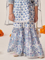 Girls Ethnic Motifs Printed Regular Kurta With Sharara & With Dupatta (SHA-BLUEBOOTIJAAL)