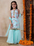 Girls Floral Printed Sleeveless Georgette Straight Kurta With Sharara & Dupatta (SHA-BLUEROSEGGT)