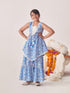 Girls Floral Printed Regular Kurta With Sharara (SHA-BLUETIKONACUT)