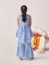 Girls Floral Printed Regular Kurta With Sharara (SHA-BLUETIKONACUT)