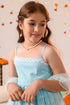 Girls Ethnic Motifs Printed Pure Cotton A-line Kurta With Sharara & Dupatta (SHA-BLUEWHITEKHADDI)