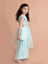 Girls Sequins Embellished Sleeveless Kurta With Sharara And Dupatta (sha-Blueggtseq)