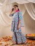 Pspeaches Girls Cotton 3/4th Sleeves Sweetheart Neck Gota Pati Embellished Lehenga Choli Set with Dupatta for Girls (SHA-FIROZIMAGENTAMAGZI)