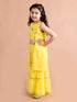 Girls Floral Embroidered Layered Gotta Patti Kurti with Sharara (SHA-Foilbootiyellow)