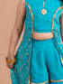 Girls High Slit Kurti with Skirt (Sha-Foilturq)