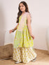 Girls Floral Printed Empire Kurta with Sharara & With Dupatta (SHA-LTGREENJAAL)