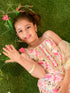 Girls Floral Printed Regular Pure Cotton Kurta with Sharara & Dupatta (SHA-MAGENTALEHERIYA)