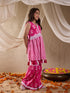 Pspeaches Girls Cotton Sleeveless V Neck Neck Gota Pati Embellished Lehenga Choli Set with Dupatta for Girls (SHA-MAGENTAPRINT)