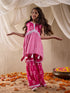 Pspeaches Girls Cotton Sleeveless V Neck Neck Gota Pati Embellished Lehenga Choli Set with Dupatta for Girls (SHA-MAGENTAPRINT)